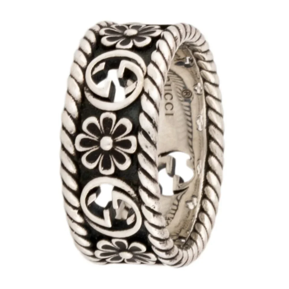 GUCCI STERLING SILVER 925 MADE IN ITALY INTERLOCKING G BAND RING - Picture 2 of 8